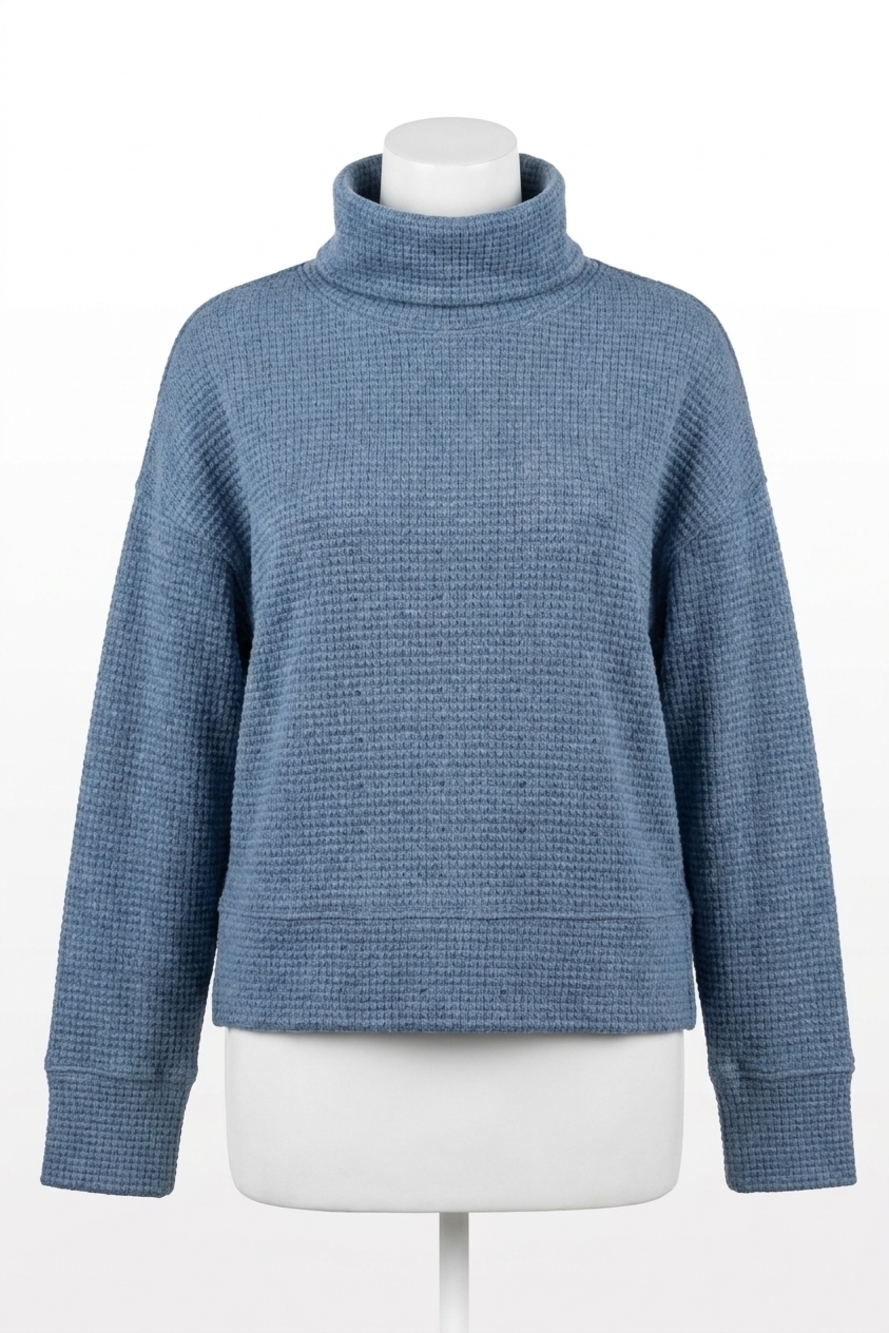 NEW TRIBAL funnel neck top in blue
